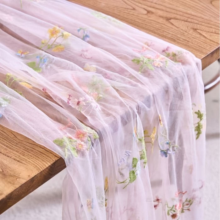 10Ft Floral Garden Tulle Table Runner for Spring, Perfect for Decorating Your Dining Table During Holidays, Weddings, Baby Showers, And Birthdays