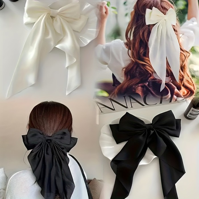 1pc Large Bow Long Flowing Headband, Elegant and Chic Hair Clip Decoration, 8 Colors Headband, Suitable for Daily Wear Hair Accessory