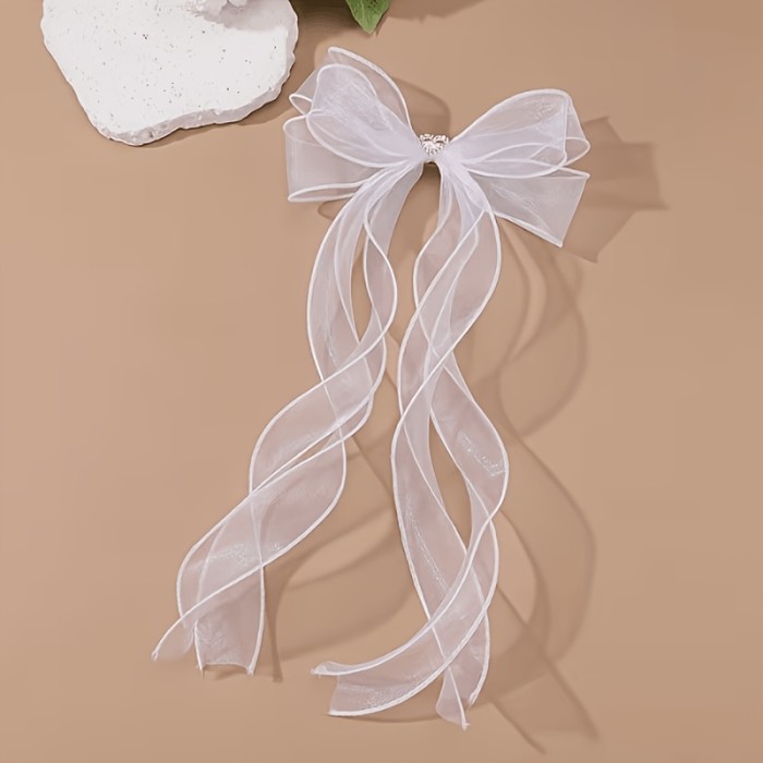 ✨Heart Ribbon Bow Mesh Hair Accessory 🤍