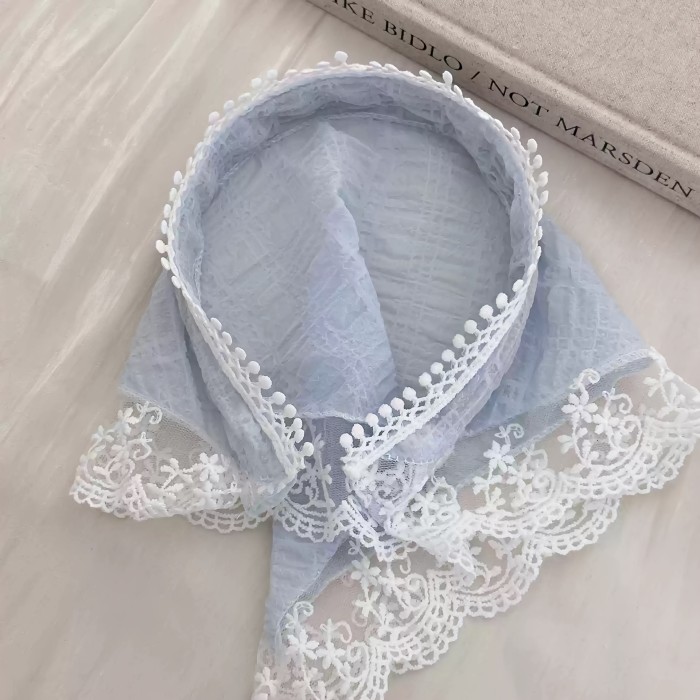 1pc Lace Headband Turban, Country Style Triangle Scarf Hair Cap, Beach Vibe All-Season Fashion Hair Accessory
