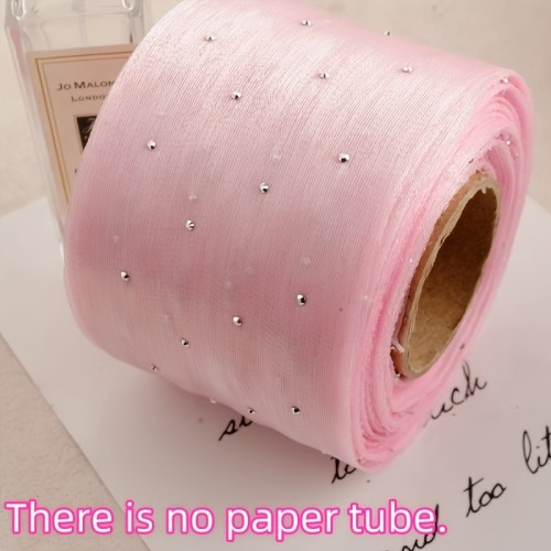 787.4inch Extra-Long Iridescent Lily Satin Ribbon with Drill, DIY Christmas Decoration Accessory, Christmas Ribbon