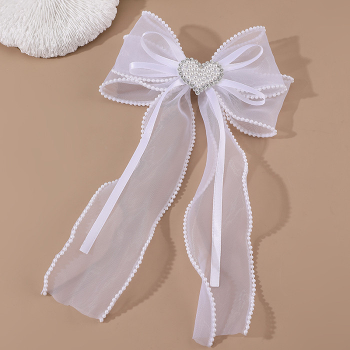 1pc Single Elegant White Bow Hair Clip for Women - Color Bow Suitable for Banquet, Wedding, Party Headpiece, Braids & Ponytails, Hair for, Prom, Special Occasions - Middle Eastern Series Hair Decoration
