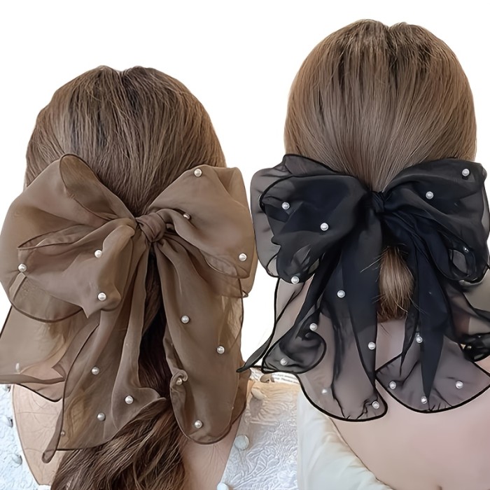 Single Lace Bow Hair Clip with Embellishment - Beaded, Floral Design, Suitable for Women and - an Ideal Valentine's Day Gift
