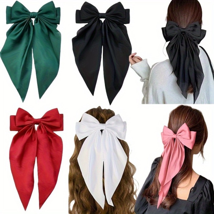 1pc Large Bow Long Flowing Headband, Elegant and Chic Hair Clip Decoration, 8 Colors Headband, Suitable for Daily Wear Hair Accessory