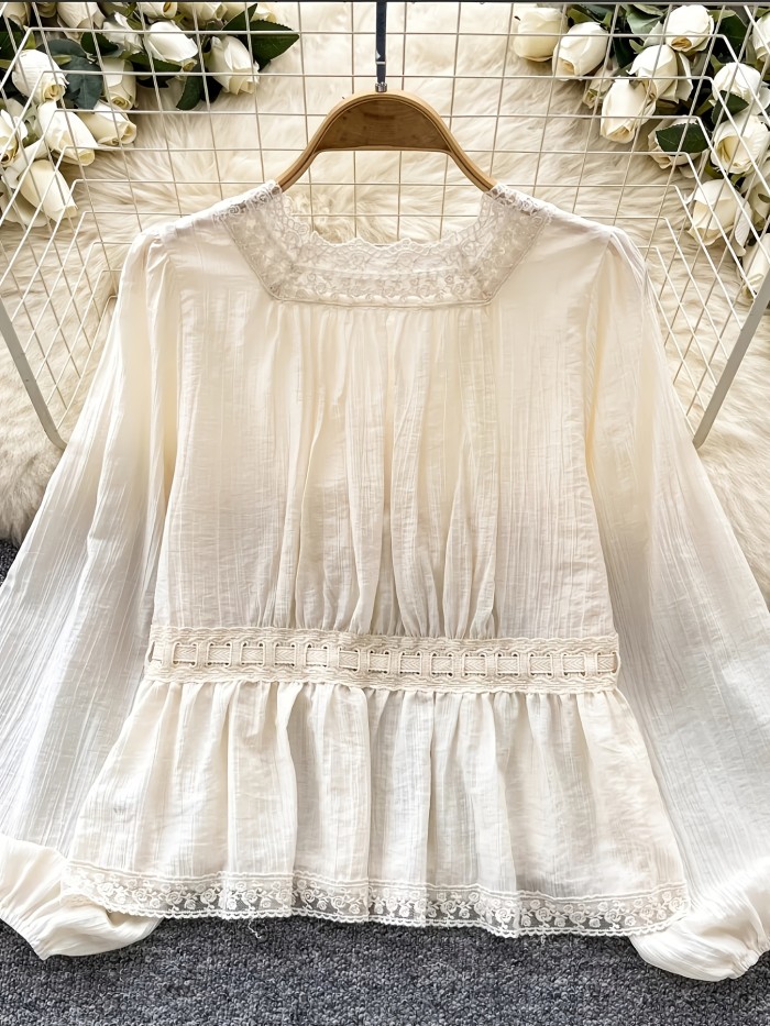 Sweetheart Loose Apricot Lace Top