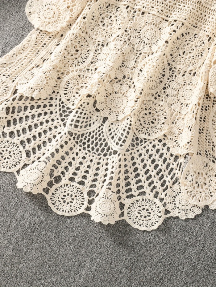 Crochet Hollow Pullover Blouse