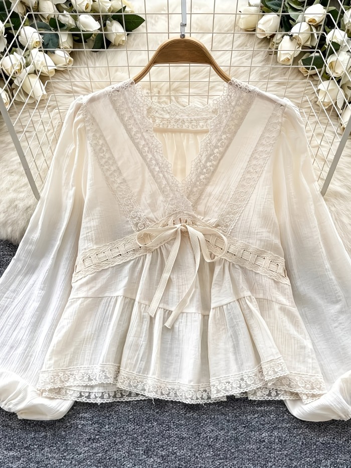 Sweetheart Loose Apricot Lace Top