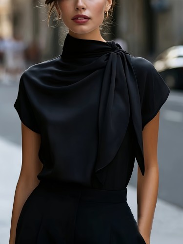 Spring\u002FSummer Fashion Elegant Side-Tie Shirt