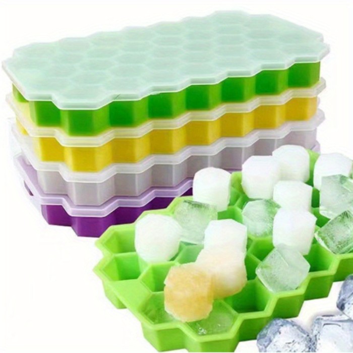 Silicone ice cube mold, Fruit ice cream mold, Quick-freezing and quick-releasing ice mold with cover and easy demoulding, Refrigerator accessories, Freezer ice storage compartment, Bartending supplies, kitchen utensils