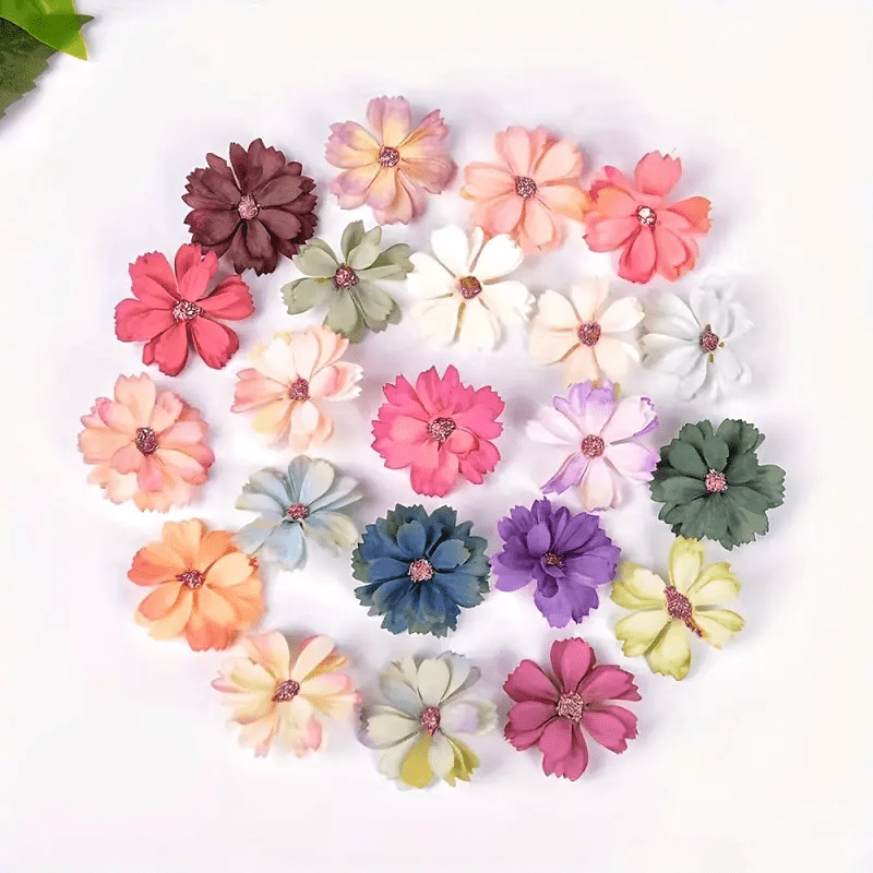 20pcs 1.77\u002FInch 1.77inch Mixed Colors Chrysanthemum Heads Mini Artificial Flowers, for Wedding, Home Decor, Christmas Wreath And Scrapbooking