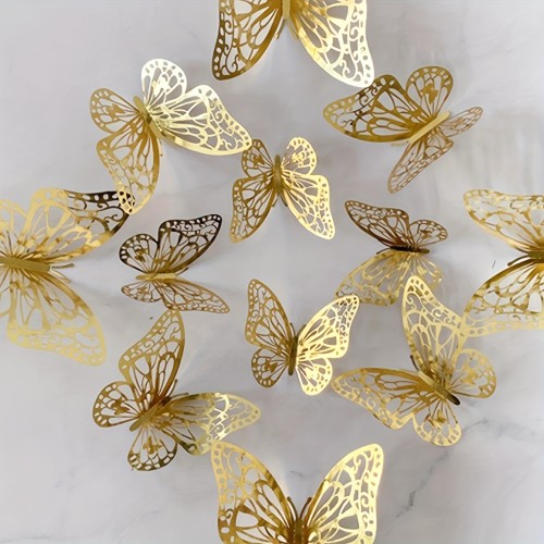 12-Pcs 3D Butterfly Decorations, Realistic Butterfly Stickers, Suitable for Home Living Room Room Decor, Wall, Refrigerator, Cabinet Decoration