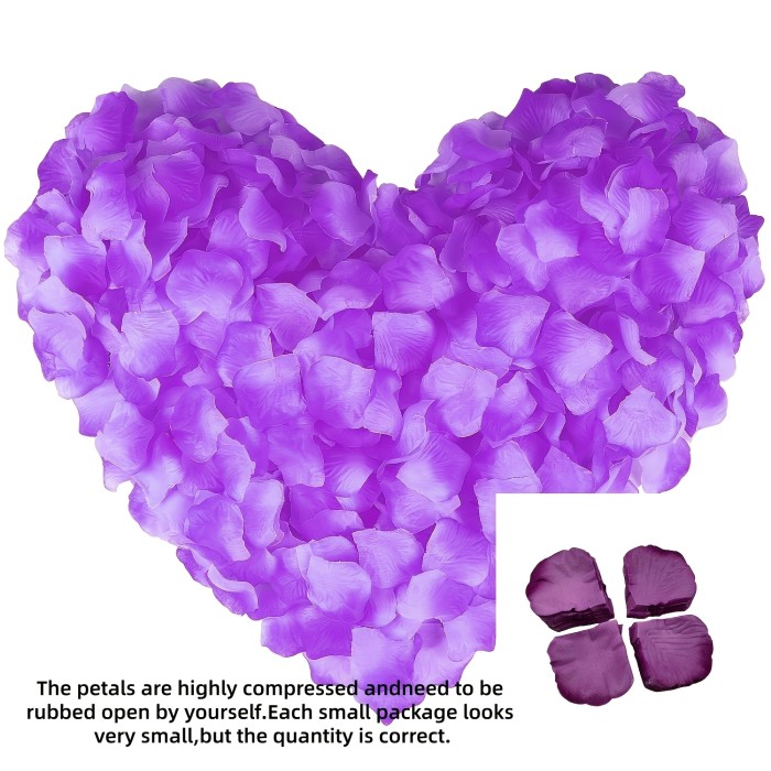 1008pcs\u002Fbag Artificial Petals | Wedding Roses, Fake Flower Roses for Engagement Proposal and Valentine'S Day, Plastic Material, Non