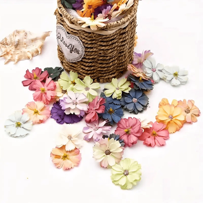 20pcs 1.77\u002FInch 1.77inch Mixed Colors Chrysanthemum Heads Mini Artificial Flowers, for Wedding, Home Decor, Christmas Wreath And Scrapbooking