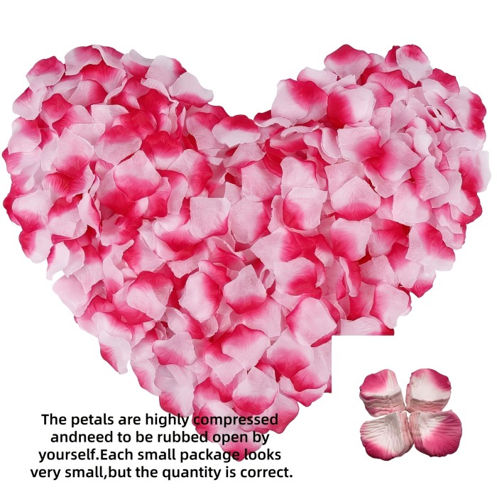 1008pcs\u002Fbag Artificial Petals | Wedding Roses, Fake Flower Roses for Engagement Proposal and Valentine'S Day, Plastic Material, Non