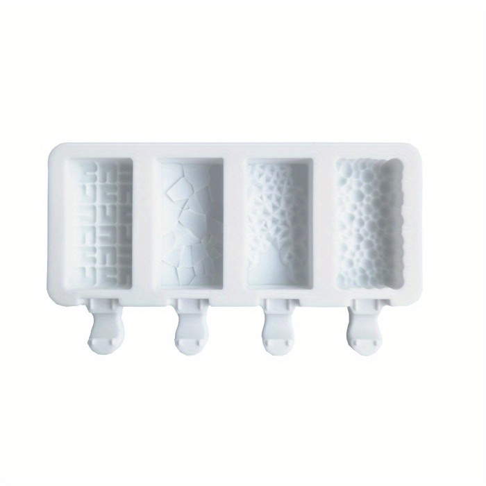 1pc of Silicone Mold with 4 Cavities in Various Geometric Shapes for Making Bubble Ice Cream Popsicles And Ice Cubes, a Tool for The Kitchen