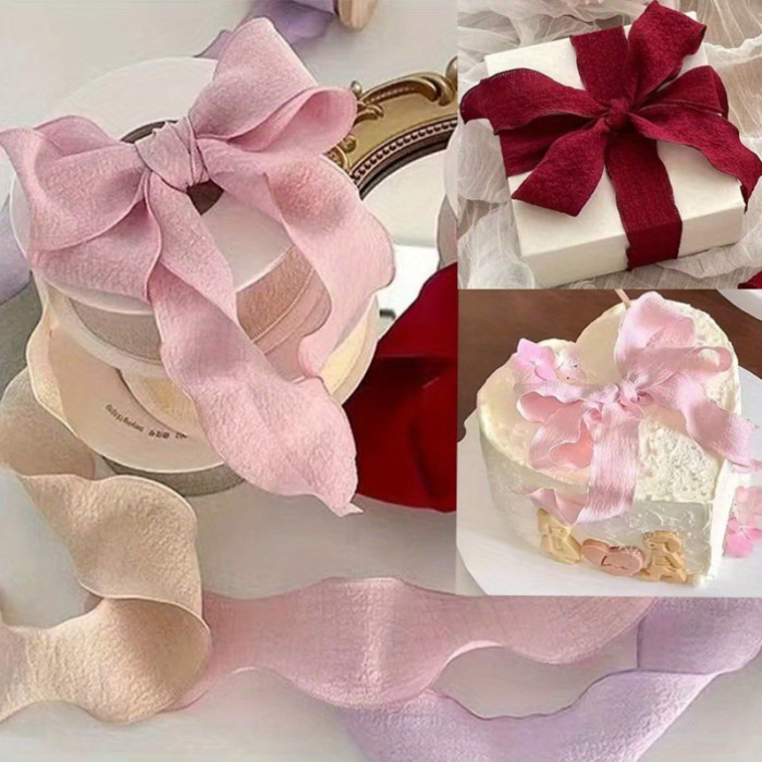 Bowknot Ribbon, Bubble Wrinkle Wrinkled Ribbon, Flower Bouquet Packaging Ribbon, Gift Box, 4Cm, Material