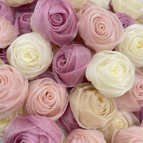 Set of 4 Gauze Roses, Each 1.97 inch Wide - Perfect for Projects, Versatile Organza Flowers Ideal for Hair Additions And Home Decor, Suitable for Occasions Like Christmas, Easter, Valentine'S Day, Mother'S Day, And Graduation Ceremonies