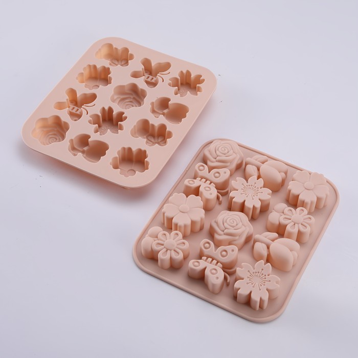 1\u002F2pcs Silicone Ice Cube Tray, Flower Pattern, Natural Series, Food-Grade Silicone, Easy Release, Essential for Summer Ice Cubes