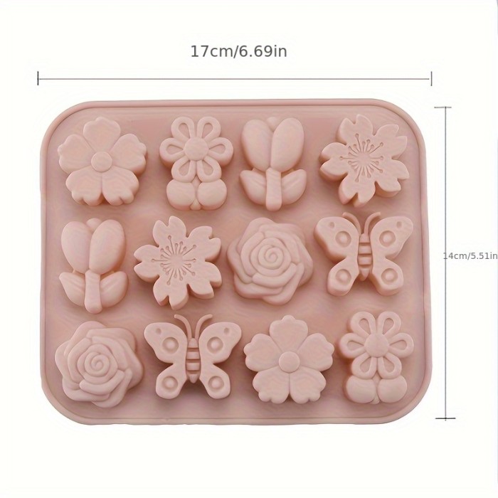 1\u002F2pcs Silicone Ice Cube Tray, Flower Pattern, Natural Series, Food-Grade Silicone, Easy Release, Essential for Summer Ice Cubes