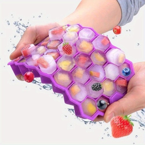 Silicone ice cube mold, Fruit ice cream mold, Quick-freezing and quick-releasing ice mold with cover and easy demoulding, Refrigerator accessories, Freezer ice storage compartment, Bartending supplies, kitchen utensils