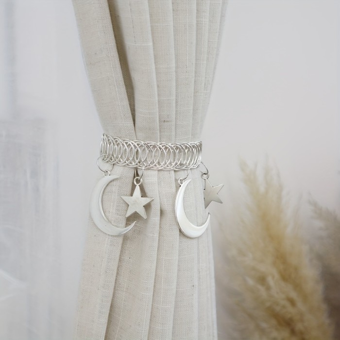 1pc Vintage Star and Moon Metal Curtain Tieback - Zinc Alloy, Ideal for Living Room, Bedroom, Study - Elegant Home Decor Accessory, Curtain Tiebacks|Vintage Style|Durable Zinc Alloy, Curtains for Living Room
