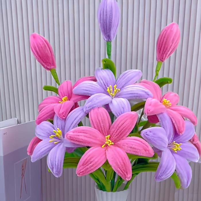 311pcs-361pcs Lily Tube Cleaner Bouquet Set, Including 150pcs Tube Cleaning Sticks And 10pcs Floral Sticks, 1 Roll of Tape And about 100pcs Flower Cores, Upgraded Handmade Tool Kit, Suitable for Thanksgiving, Teacher'S Day