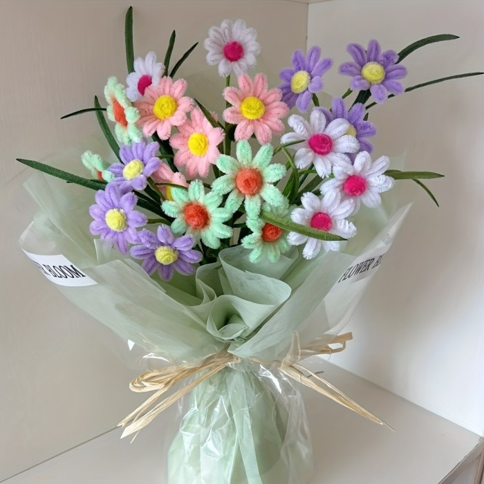 271\u002F321pcs DIY Daisy Flower Craft Kit with Tutorial Video - Adult Pipe Cleaner Craft Supplies, Chenille Stems for Perfect Wedding Bouquets and Party Decorations, Mother's Day Gift