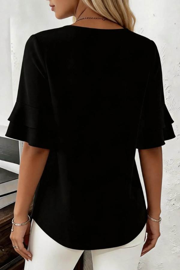 Solid Color Round Neck Short-sleeved Loose Casual Top