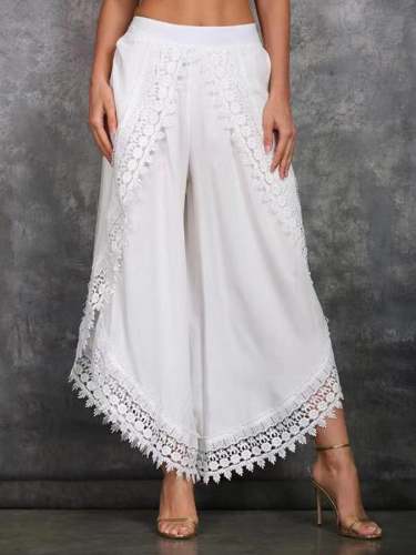 Lace Irregular Wide Leg Pants