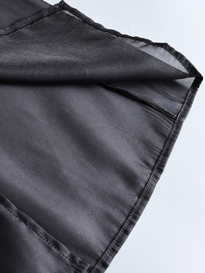 Split-Joint Solid Color See-Through Layered High Waisted Elasticated Waist Skirts Bottoms