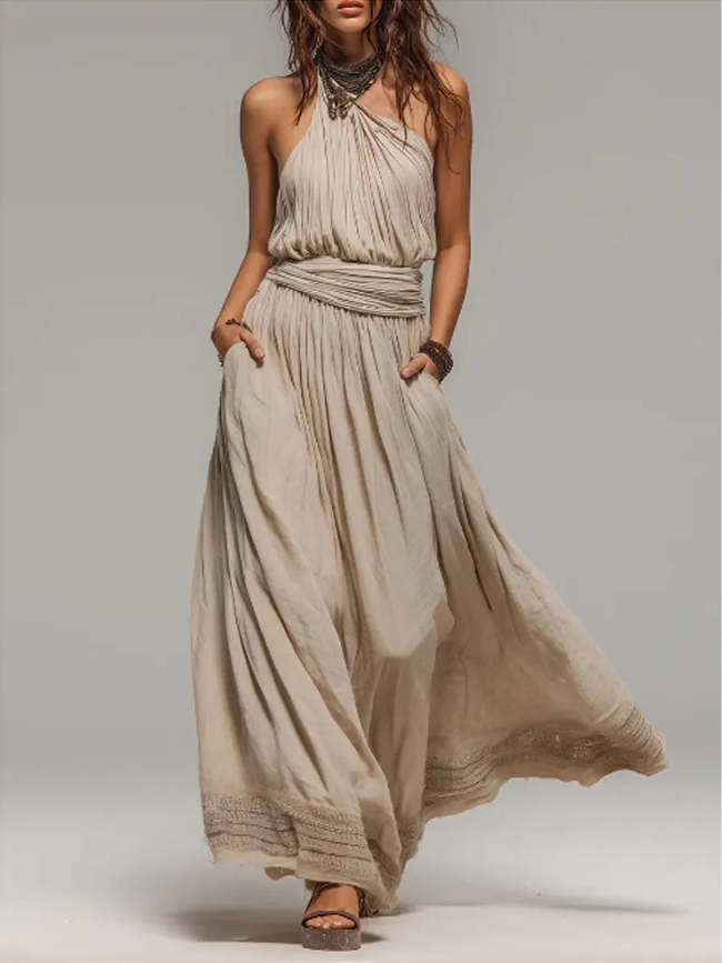 Women's Simple Asymmetric Shoulder Dress