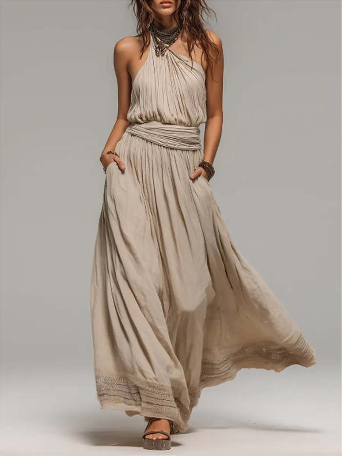 Women's Simple Asymmetric Shoulder Dress