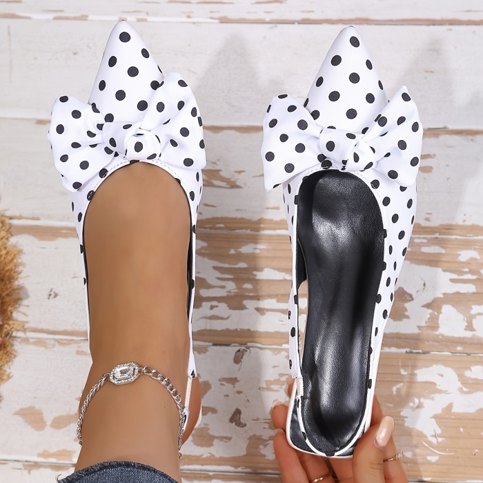 New Style Shallow Mouth Heels Elegant Women's Casual Polka Dot Bow High Heel Sandals | Pointed Toe Slip-On, Thin Heel, Multiple Colors