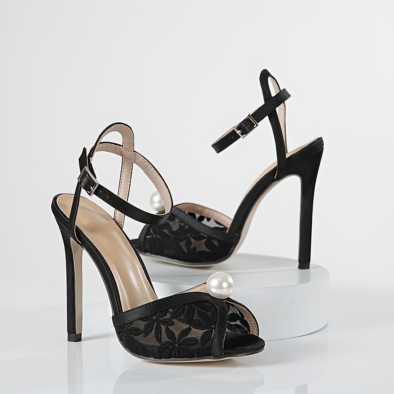 Wedding Shoes, Artificial Large Lace Fish Mouth Stiletto High Heel, Banquet Dress Shoes, Women Shoes