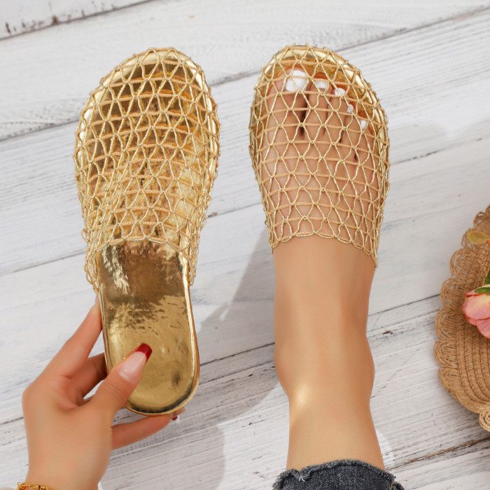 New Versatile Solid \u002F Solid Color Hollow Half-Drag Sandals \u002F Stylish Comfortable Flat Sandals for Women \u002F Women Shoes