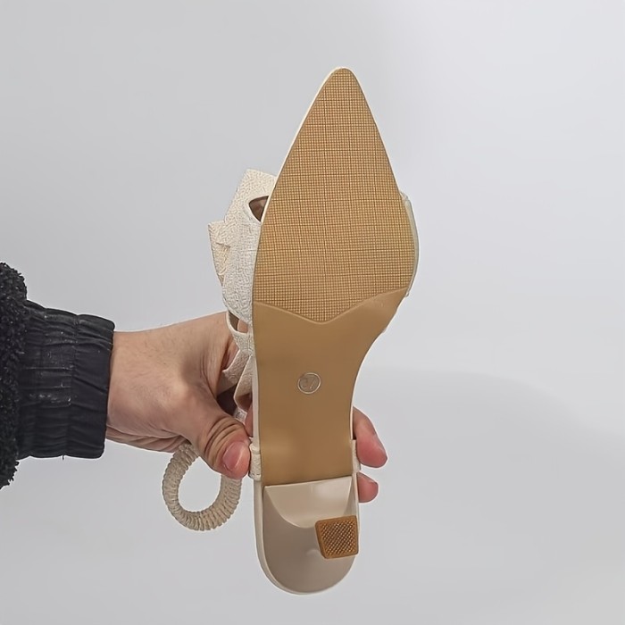 Summer Stiletto Open-Toe Pointed Sandals with a Cross Strap Design And Bow, Creating a Slim And Tall Appearance. They Have a Minimalist And High-End Feel, Making Them Versatile for Any Outfit, Suitable for Dates, Parties, Commuting, And Shopping.
