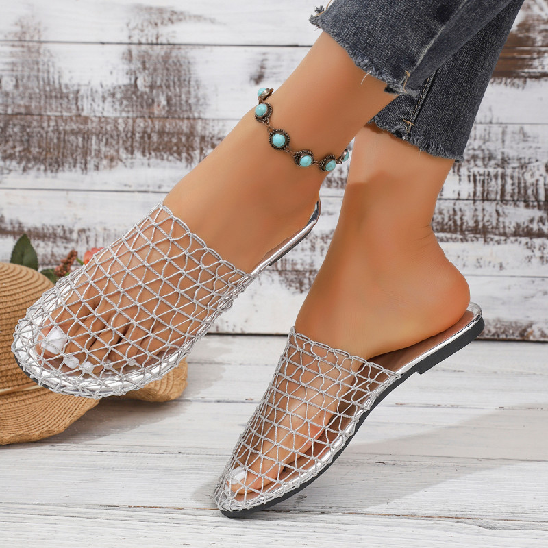 New Versatile Solid \u002F Solid Color Hollow Half-Drag Sandals \u002F Stylish Comfortable Flat Sandals for Women \u002F Women Shoes