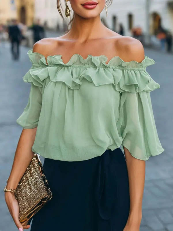Women's Retro Ruffled Art Chiffon Casual Stylish Sexy Shirt
