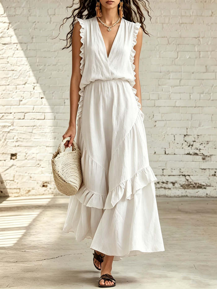 Women's Minimalist Cotton-linen Sleeveless Dress