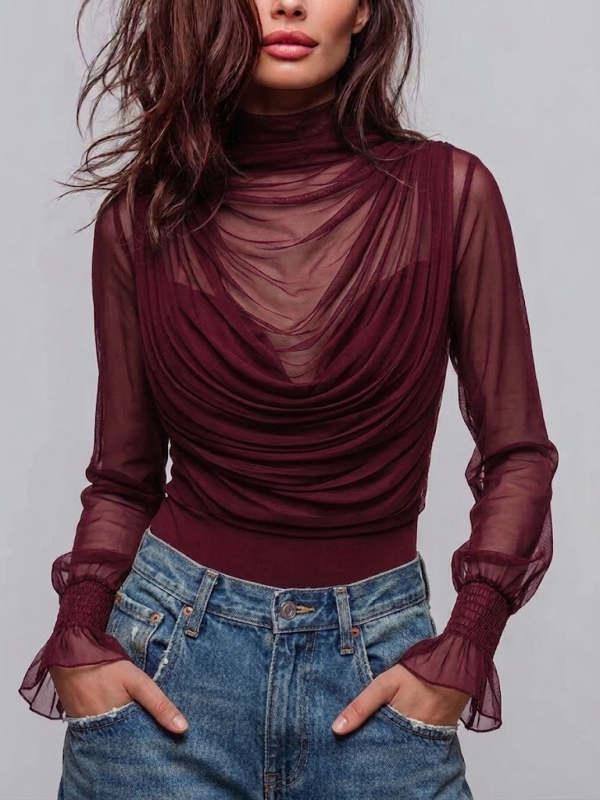 Stylish Off-shoulder Mesh Top