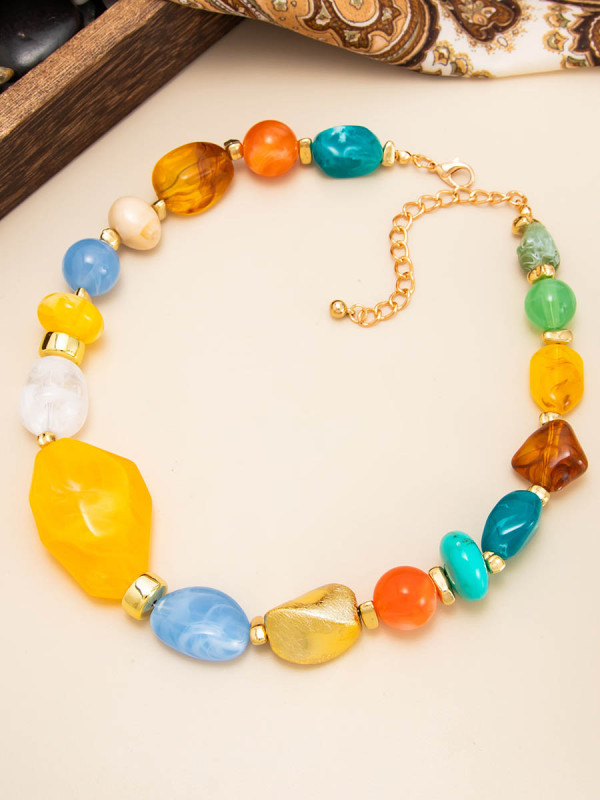 Geometric Colorful Asymmetric Irregularity Necklaces Accessories
