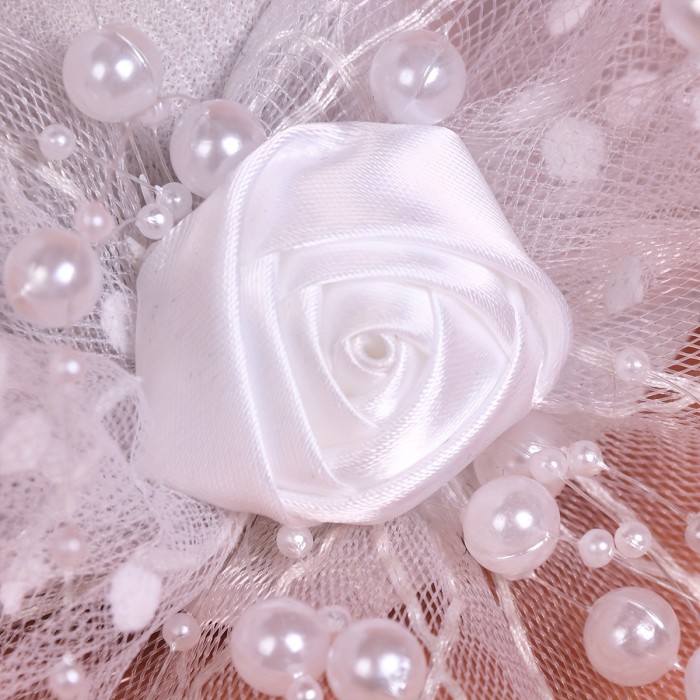 1 Small White Top Hat Black Mesh Flower Fascinator Holiday Party