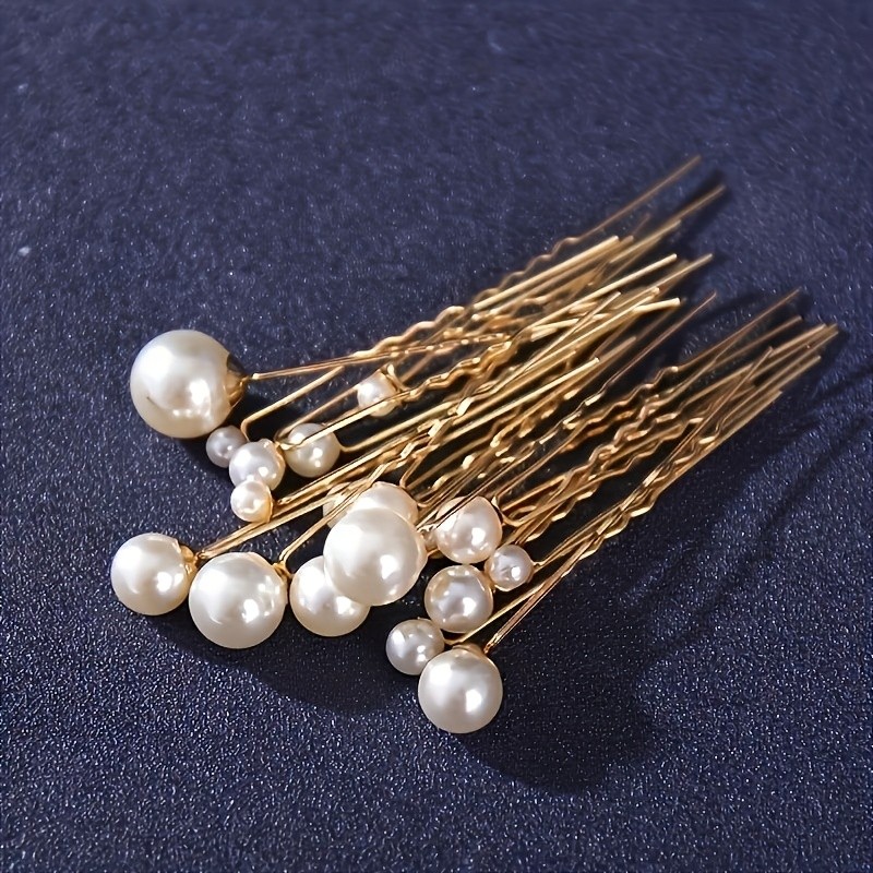 18pcs Faux Pearl U-Shaped Hair Pins\u002FElegant Bobby Pins for Bridal Wedding\u002FProm\u002FDaily Updos\u002F4 Sizes Hair Additions for Women