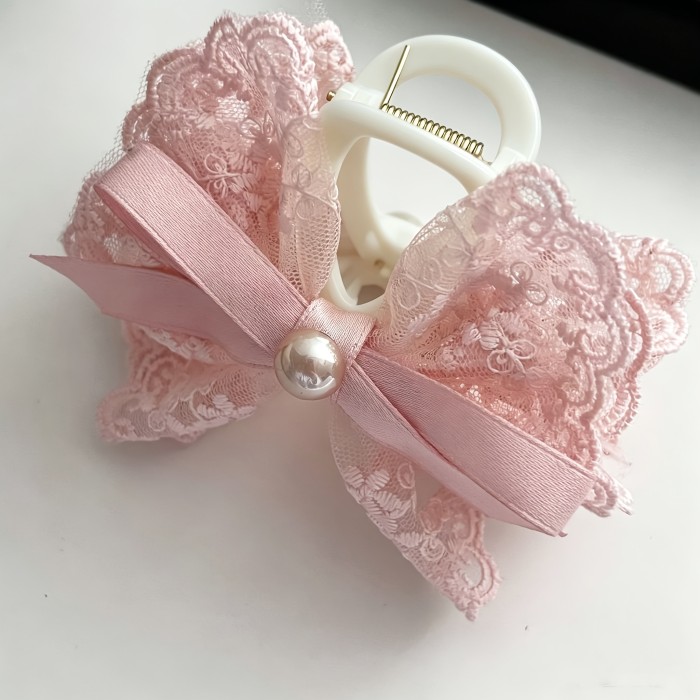 New Lace Bow Hair Claw Clip, Half-Up Hairstyle Clip for the Back of the Head, Updo Hair Claw Clip, Shark Clip Hair Accessory