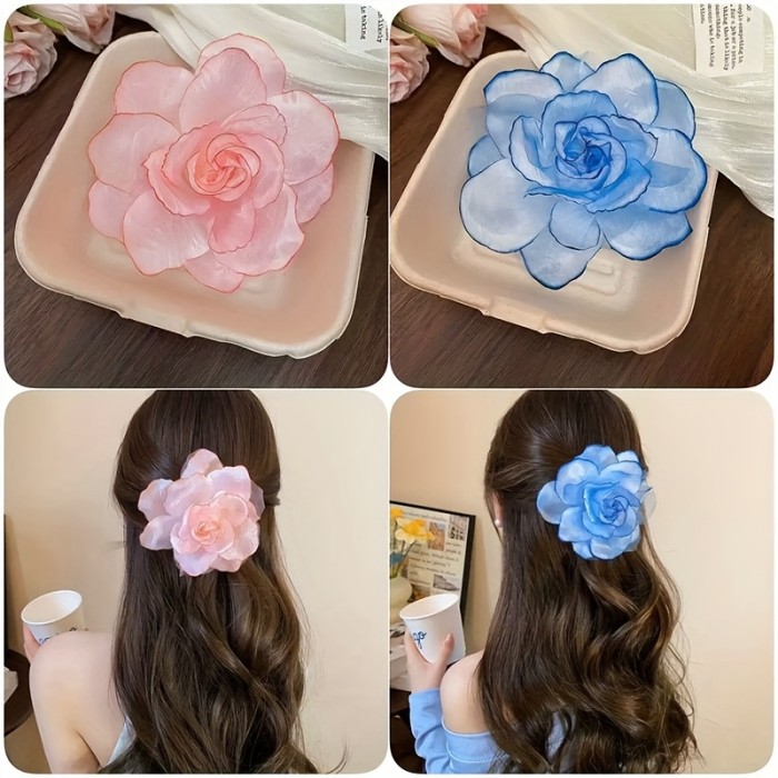 1pc Women'S Large 13Cm Flower Hair Clip Elegant And Cute Suitable for Vacation Beach Party Photography, Bohemian Style, Hawaiian Style, Party Dress Fashion Hair Additions