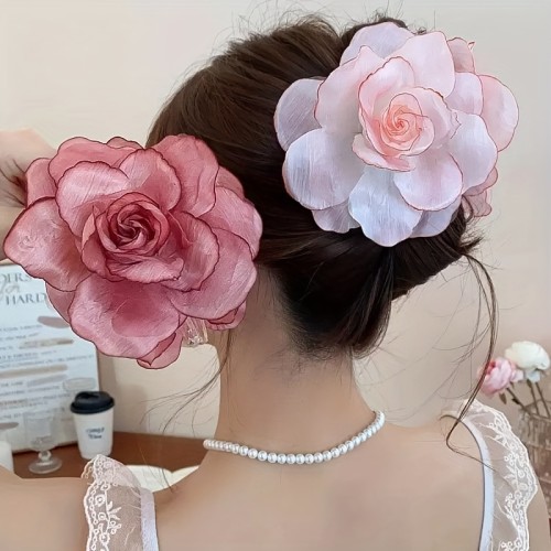 1pc Women'S Large 13Cm Flower Hair Clip Elegant And Cute Suitable for Vacation Beach Party Photography, Bohemian Style, Hawaiian Style, Party Dress Fashion Hair Additions