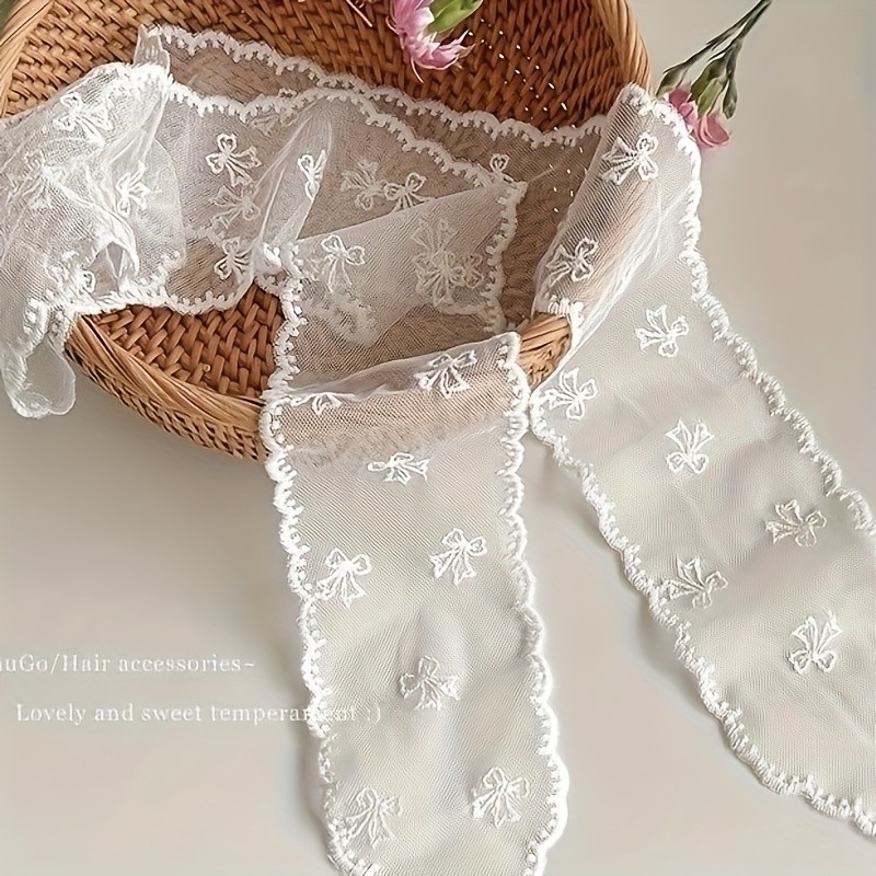Elegant Scarf White Lace Headband Long Streamer Hair Tie Hairband