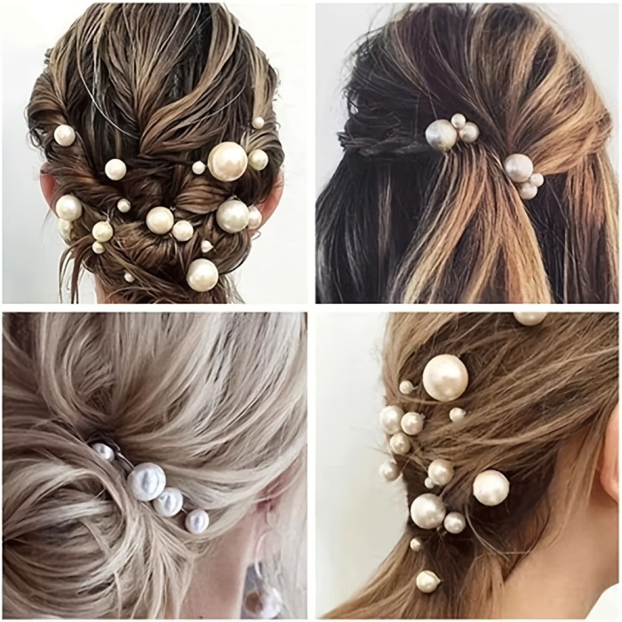 18pcs Faux Pearl U-Shaped Hair Pins\u002FElegant Bobby Pins for Bridal Wedding\u002FProm\u002FDaily Updos\u002F4 Sizes Hair Additions for Women