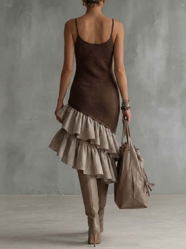 Women's Sleeveless Ruffle Splicing Dress