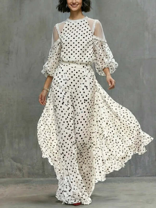 Women's Retro Polka Dot Pattern Art Casual Stylish Maxi Dress